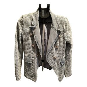 AKIRA Textured denim Blazer with Gold Buttons